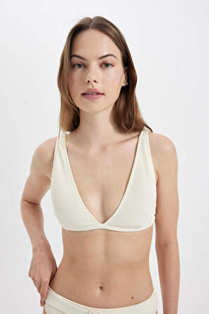 Regular Fit Ribana Basic Düz Bikini Üstü-Fall in Love