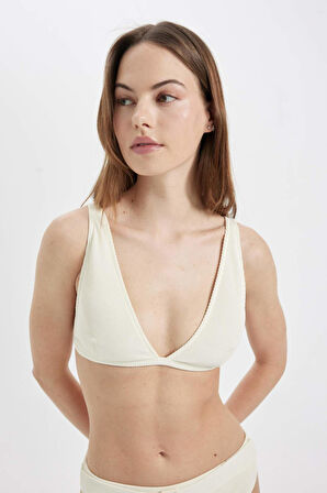 Regular Fit Ribana Basic Düz Bikini Üstü-Fall in Love