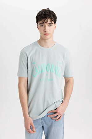 Regular Fit Bisiklet Yaka Baskılı Kısa Kollu Tişört