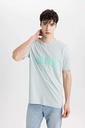 Regular Fit Bisiklet Yaka Baskılı Kısa Kollu Tişört