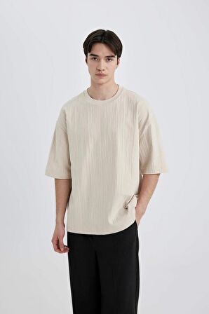 DeFacto Loose Fit Bisiklet Yaka Kısa Kollu Tişört C0148AX24SMBG757
