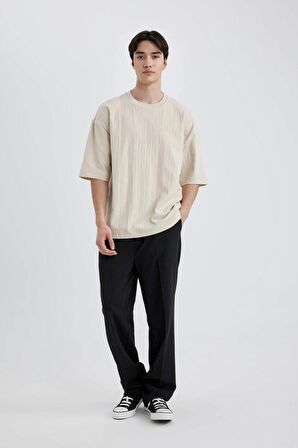DeFacto Loose Fit Bisiklet Yaka Kısa Kollu Tişört C0148AX24SMBG757