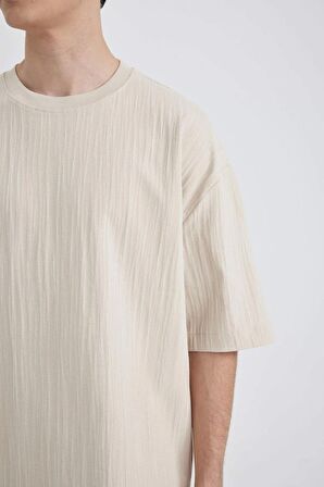 DeFacto Loose Fit Bisiklet Yaka Kısa Kollu Tişört C0148AX24SMBG757