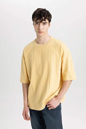 DeFacto Loose Fit Bisiklet Yaka Kısa Kollu Tişört C0148AX24SMYL506