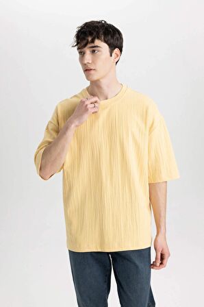 DeFacto Loose Fit Bisiklet Yaka Kısa Kollu Tişört C0148AX24SMYL506