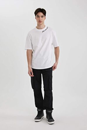 DeFacto Comfort Regular Fit Rahat Kalıp Bisiklet Yaka Baskılı Kısa Kollu Tişört C2135AX24SMWT34