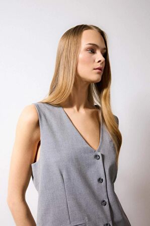DeFacto Long Fit Blazer Yelek C2573AX24SPGR28