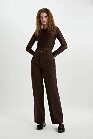 DeFacto Wide Leg Kargo Yüksek Bel Geniş Paça Uzun Boy Gabardin Pantolon C2666AX24SPBN539