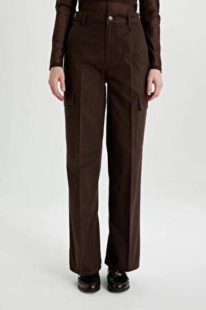 DeFacto Wide Leg Kargo Yüksek Bel Geniş Paça Uzun Boy Gabardin Pantolon C2666AX24SPBN539