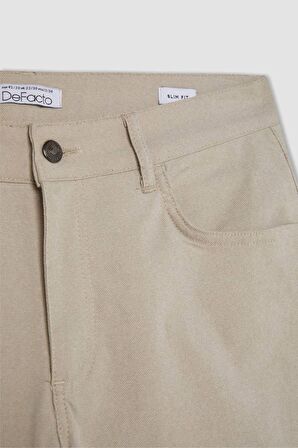 DeFacto Yazlık Chino Kanvas Pantolon Slim Fit Dar Kesim Cepli Dar Paça T1055AZ24SPBG191