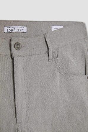 DeFacto Yazlık Chino Kanvas Pantolon Slim Fit Dar Kesim Cepli Dar Paça T1055AZ24SPGR169