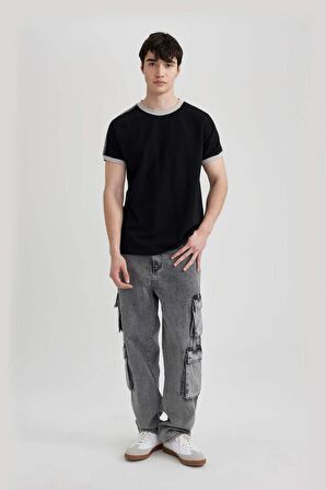 DeFacto Regular Fit Bisiklet Yaka Kısa Kollu Pike Tişört C2563AX24SMBK81