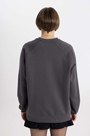 DeFacto Oversize Fit Bisiklet Yaka Kalın Basic Sweatshirt V2697AZ24SPAR15