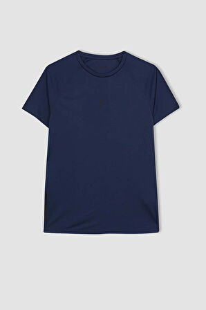 DeFactoFit Slim Fit Dar Kesim Bisiklet Yaka Baskılı Sporcu Kısa Kollu Tişört V2887AZ23AUNV201