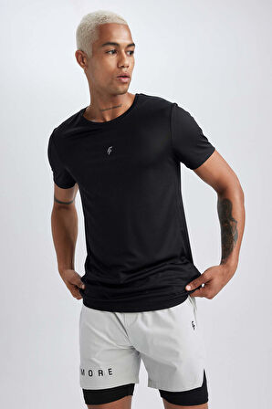 DeFactoFit Slim Fit Dar Kesim Bisiklet Yaka Baskılı Sporcu Kısa Kollu Tişört X6142AZ23AUBK81