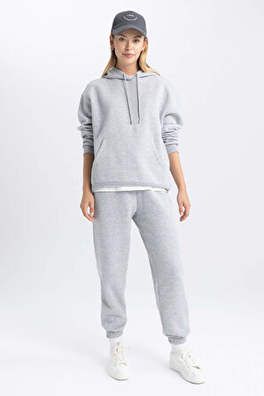 Relax Fit Kapüşonlu Kalın Kumaşı Sweatshirt