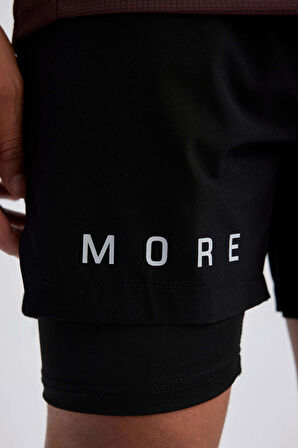 DeFactoFit Slim Fit Dar Kesim Fermuarlı Telefon Cepli Sporcu Taytlı Şort Z2147AZ23AUBK81