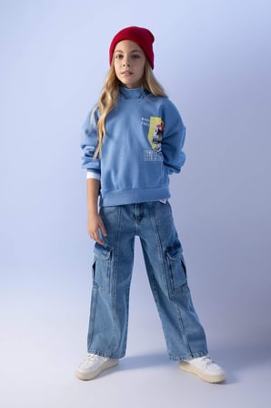 DeFacto Kız Çocuk Oversize Fit Kapüşonlu İçi Yumuşak Tüylü Sweatshirt A8415A823AUBE756
