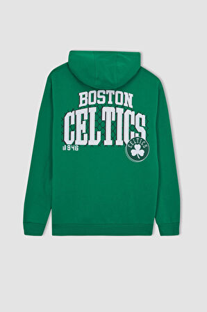 DeFactoFit NBA Boston Celtics Standart Fit Kapüşonlu Kalın Sweatshirt A7277AX23AUGN1037