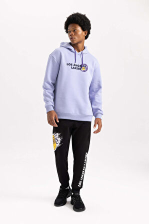 DeFactoFit NBA Los Angeles Lakers Boxy Fit Kapüşonlu Kalın Sweatshirt A7283AX23AUPR215