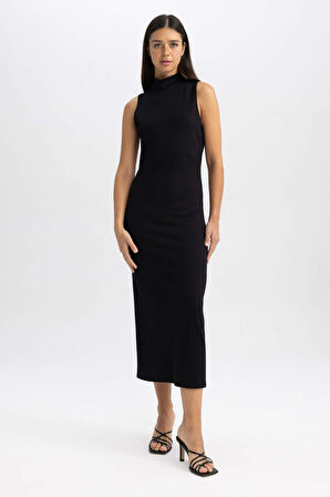 DeFacto Bodycon Yarım Balıkçı Yaka Kolsuz Midi Elbise Y8841AZ23AUBK81