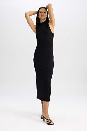 DeFacto Bodycon Yarım Balıkçı Yaka Kolsuz Midi Elbise Y8841AZ23AUBK81