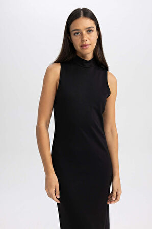 DeFacto Bodycon Yarım Balıkçı Yaka Kolsuz Midi Elbise Y8841AZ23AUBK81