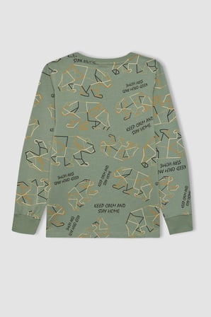 DeFacto Erkek Çocuk Desenli Uzun Kollu Penye Pijama Takımı B1452A823WNGN1107
