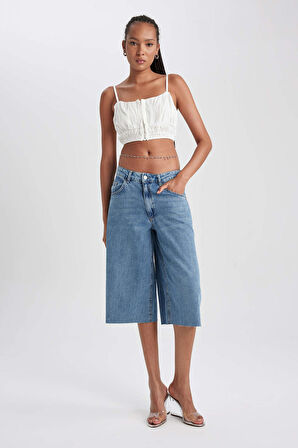 DeFacto V Yaka Askılı Crop Bluz B2170AX23HSER105