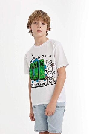 DeFacto Erkek Çocuk Minecraft Bisiklet Yaka Kısa Kollu Tişört B7946A824SMWT34