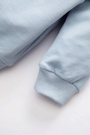 Erkek Bebek Regular Fit Gömlek Yaka Slogan Baskılı Sweatshirt Kumaşı Sweatshirt