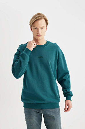 DeFacto Boxy Fit Bisiklet Yaka Baskılı Sweatshirt C2207AX24SPGN146