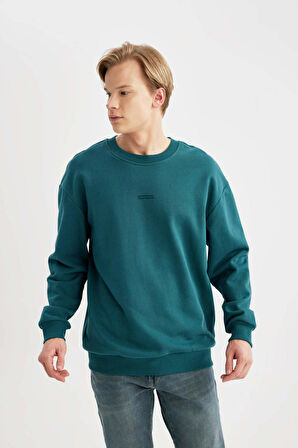 DeFacto Boxy Fit Bisiklet Yaka Baskılı Sweatshirt C2207AX24SPGN146