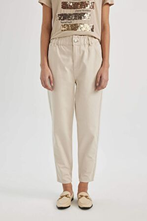 DeFacto Paperbag Gabardin Kumaş Pantolon Yüksek Bel Cepli Basic Düz Standart Paça S2790AZ24SMBG702