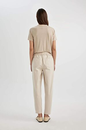 DeFacto Paperbag Gabardin Kumaş Pantolon Yüksek Bel Cepli Basic Düz Standart Paça S2790AZ24SMBG702