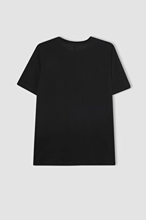 DeFacto Regular Fit Bisiklet Yaka Çiçekli Kısa Kollu Tişört C2107AX24SPBK81