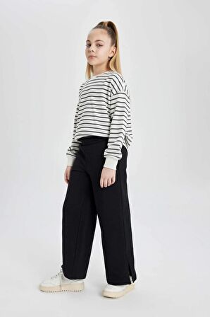 DeFacto Kız Çocuk Wide Leg Geniş Yırtmaçlı Paça Pantolon C0310A824SMBK81