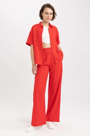 Oversize Fit Kisa Kollu Gömlek