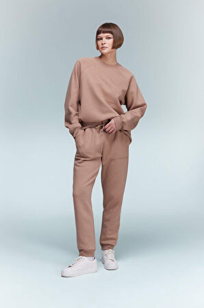 Regular Fit Jogger Kışlık Eşofman Altı Basic Düz Beli Lastikli Bağcıklı Cepli