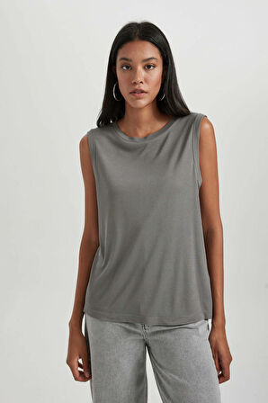 Regular Fit Bisiklet Yaka Fitilli Kaşkorse Atlet