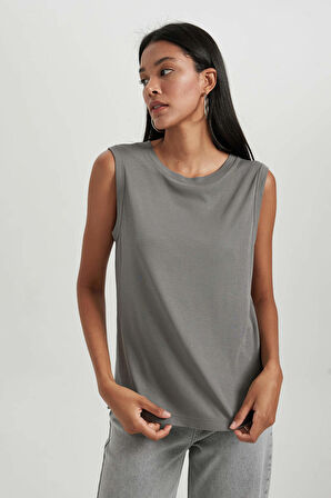 Regular Fit Bisiklet Yaka Fitilli Kaşkorse Atlet