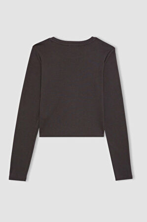 DeFacto Coool Tupac Shakur Fitted Bisiklet Yaka Ribana Uzun Kollu Tişört B3032AX23AUAR191