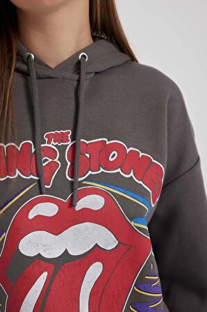 DeFacto Coool Rolling Stones Oversize Fit Kapüşonlu Kalın Sweatshirt B3006AX23WNGR310