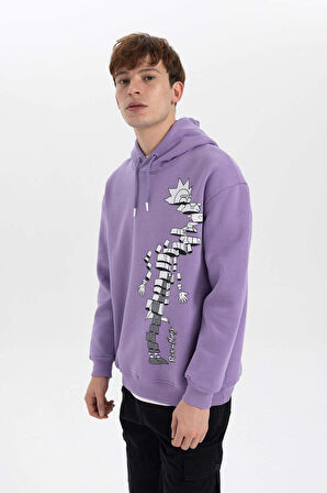 Rick and Morty Boxy Fit Kapüşonlu Sweatshirt