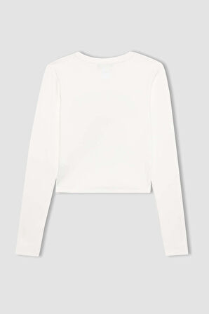 DeFacto Coool Attack on Titan Fitted Bisiklet Yaka Fitilli Kaşkorse Uzun Kollu Tişört B3030AX23AUWT32