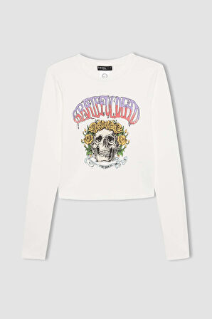 DeFacto Coool Attack on Titan Fitted Bisiklet Yaka Fitilli Kaşkorse Uzun Kollu Tişört B3030AX23AUWT32