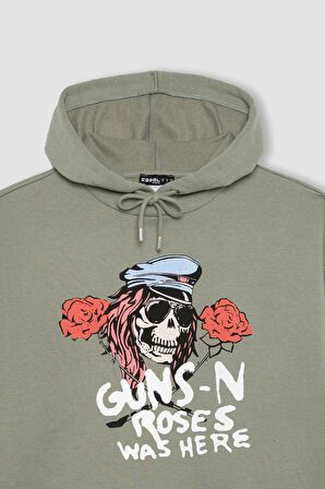 DeFacto Coool Guns N' Roses Oversize Fit Kapüşonlu Kalın Sweatshirt B3007AX23WNGN997