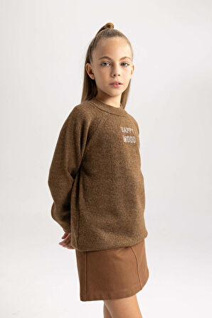 DeFacto Kız Çocuk Loose Fit Yarım Balıkçı Yaka Kazak B3996A823AUBN258