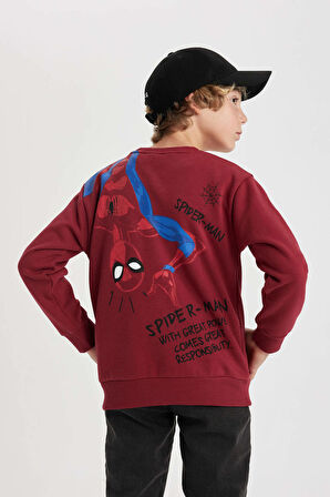 Erkek Çocuk Marvel Spiderman Bisiklet Yaka Kalın Sweatshirt
