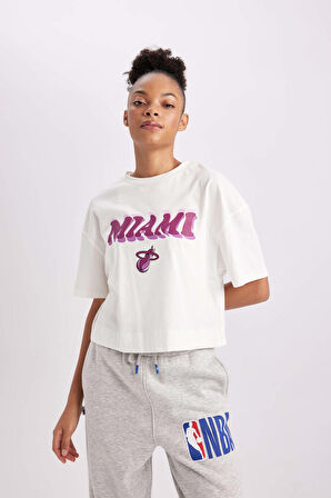 DeFactoFit NBA Miami Heat Bisiklet Yaka Kısa Kollu Tişört B3948AX24SPER105